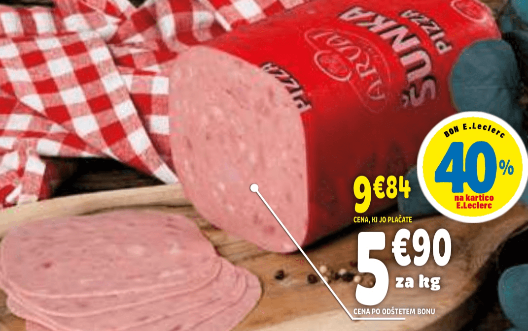 Pizza šunka Arvaj - Akcija v trgovini E.Leclerc