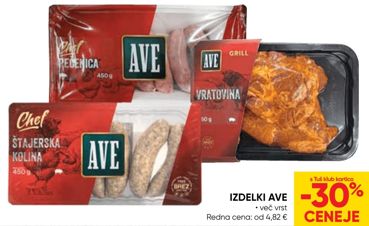 Izdelki AVE - Akcija v trgovini Tuš