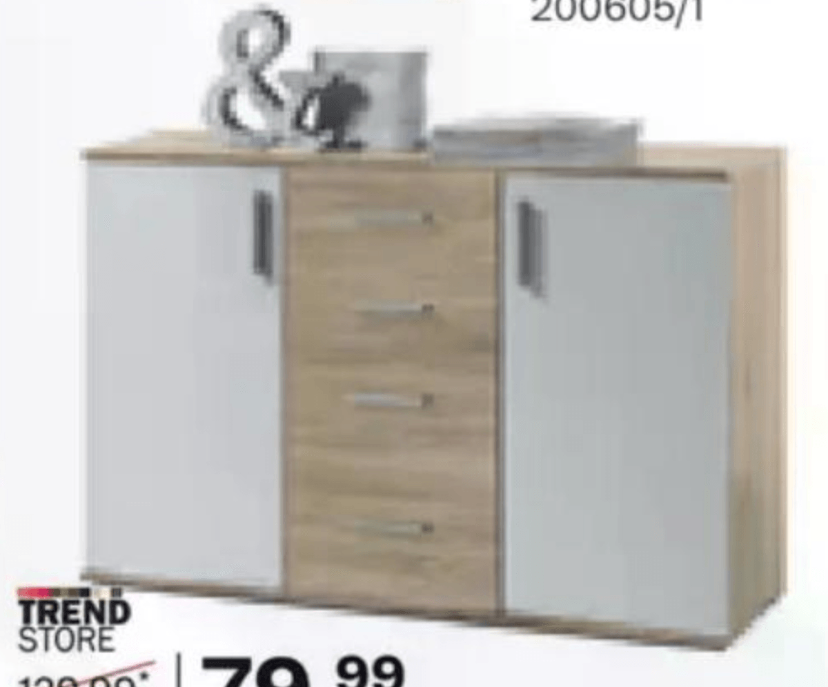 Komoda, sonoma hrast/bela TREND STORE - Akcija v trgovini Rutar