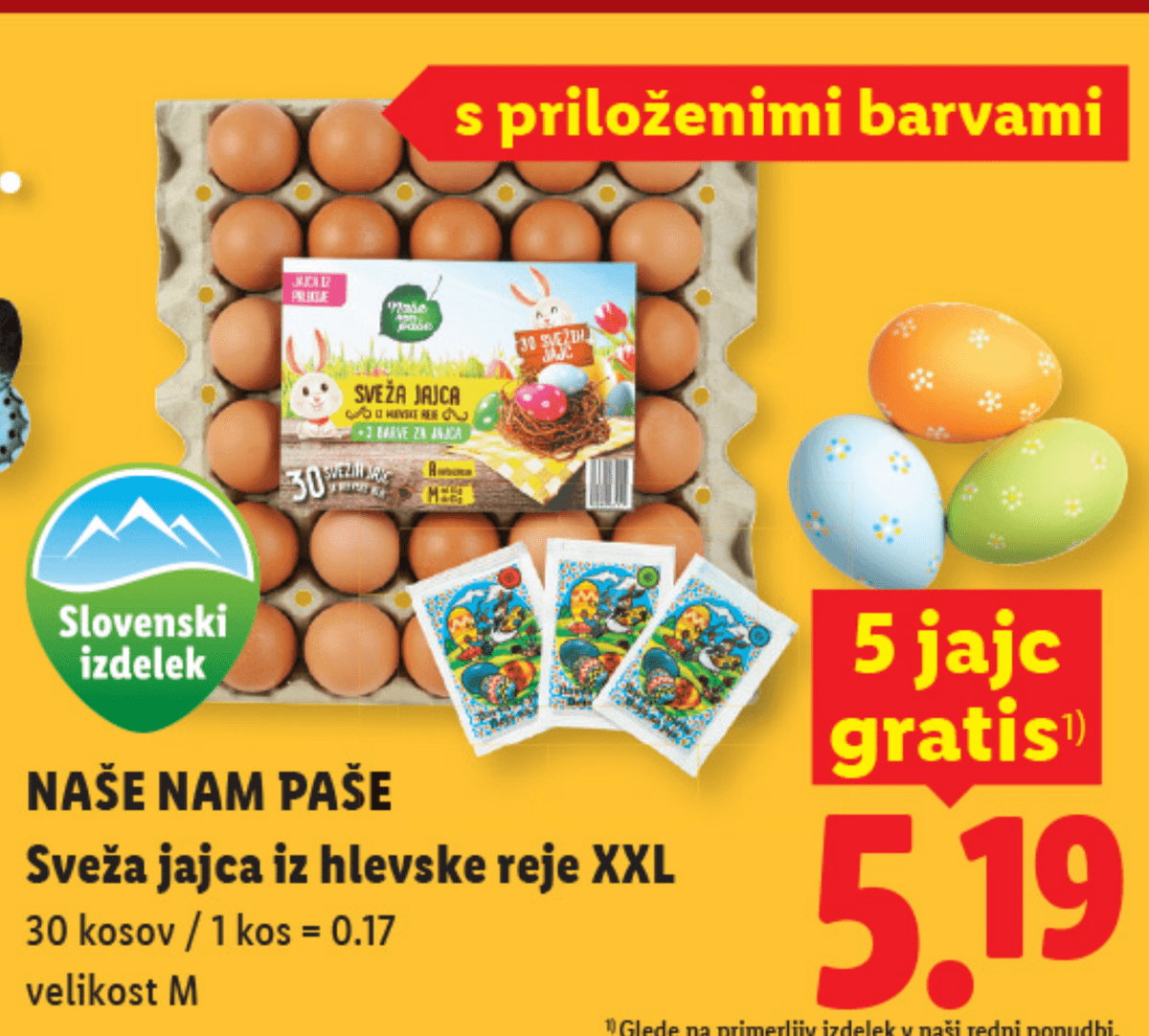 NAŠE NAM PAŠE Sveža jajca iz hlevske reje XXL 30 kosov - Akcija v trgovini Lidl