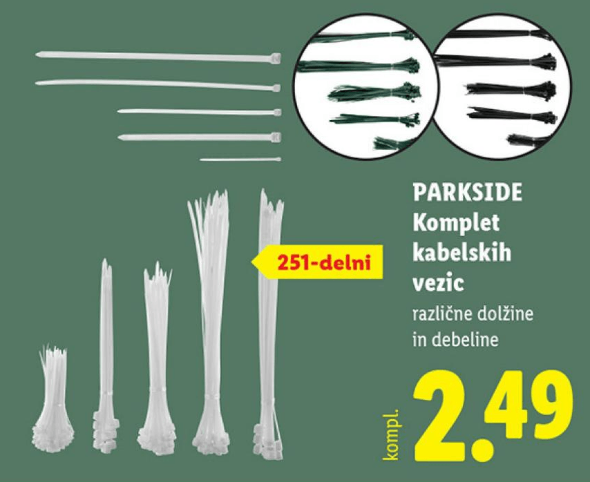 Parkside komplet kabelskih vezic 251-delni Akcija v trgovini Lidl