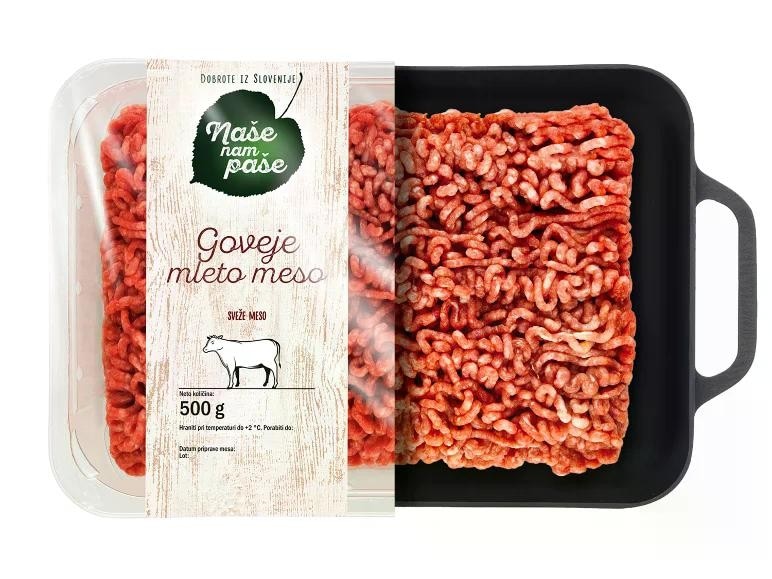 Naše nam paše sveže goveje mleto meso 500 g Akcija v trgovini Lidl