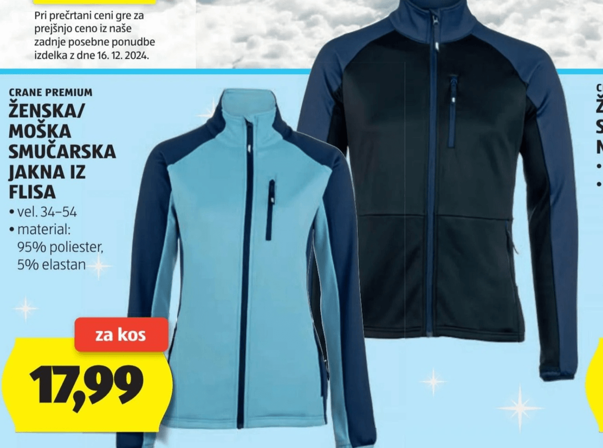 CRANE PREMIUM Ženska/moška smučarska jakna iz flisa - Akcija v trgovini Hofer