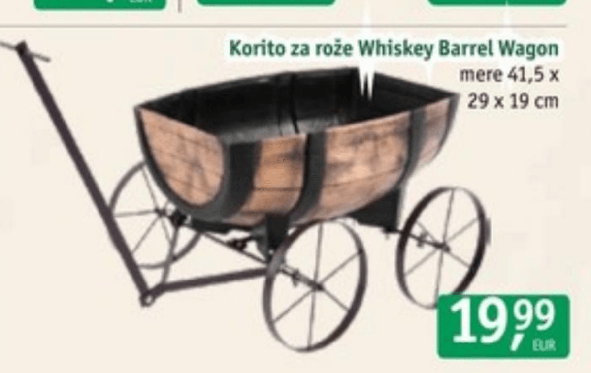 Korito za rože Whiskey Barrel Wagon mere 41,5 x 29 x 19 cm - Akcija v trgovini Jager