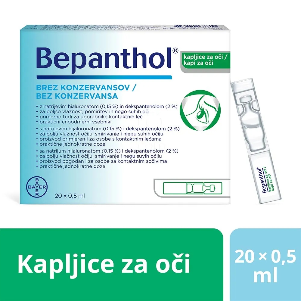 Bepanthol kapljice za oči 20 x 0,5 ml Akcija v trgovini Dm
