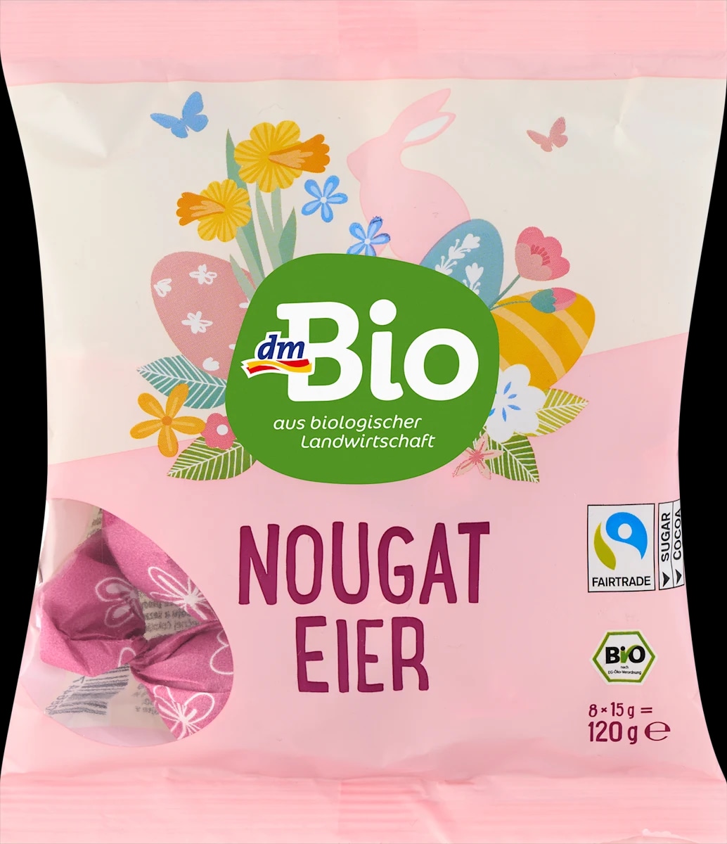 dmBio mlečna čokoladna jajčka z lešnikovim nugatom 120 g - Akcija v trgovini Dm