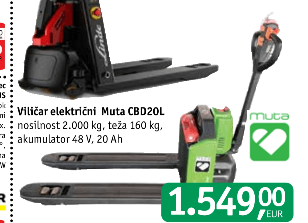 Viličar električni Muta CBD20L - Akcija v trgovini Jager