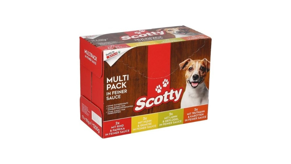 Mokra hrana za pse Scotty 12 x 100 g Akcija v trgovini Spar