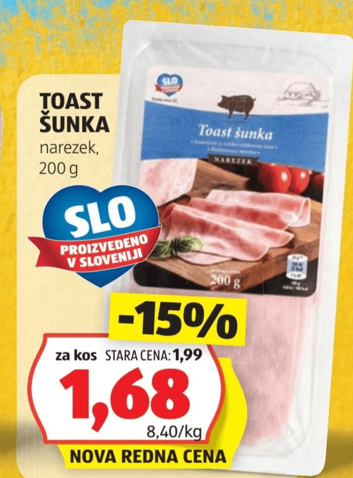 Toast šunka 200 g - Akcija v trgovini Hofer