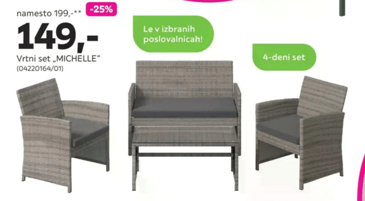 Vrtni set „MICHELLE" 4-delni set - Akcija v trgovini Mömax