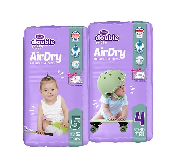 Violeta Otroške plenice Double Care Air Dry Maxi 44/1, Junior 36/1 ali Junior Plus 32/1 - Akcija v trgovini E.Leclerc