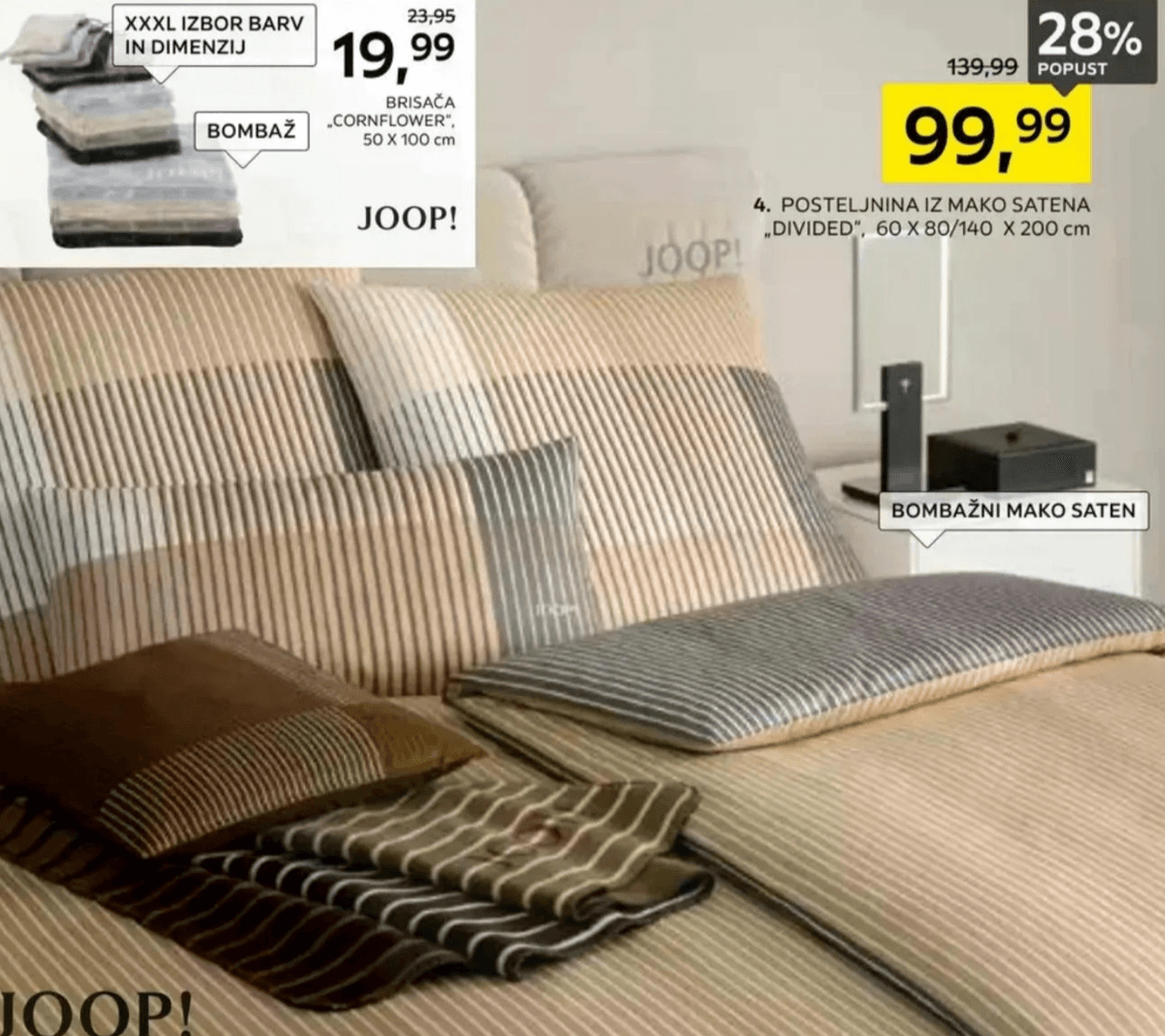 Posteljnina iz mako satena „DIVIDED" 60 X 80/140 X 200 cm - Akcija v trgovini Lesnina