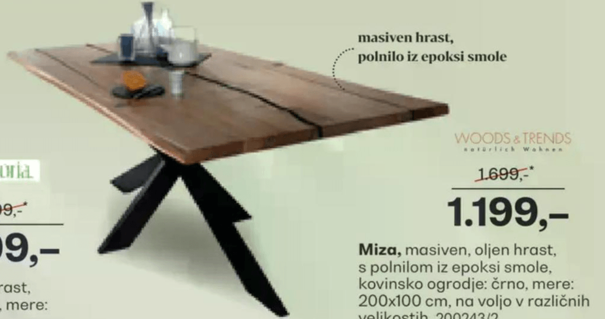 Miza WOODS & TRENDS - Akcija v trgovini Rutar