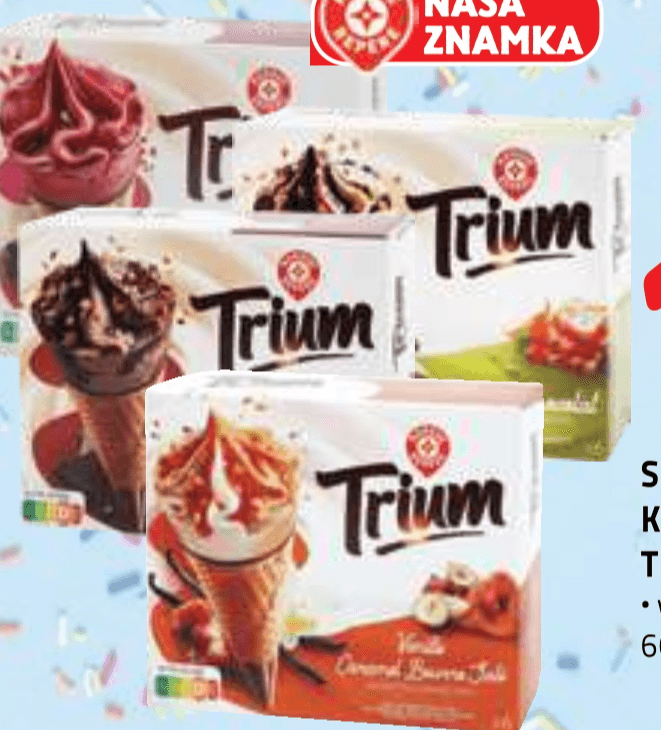 Trium Sladoledni korneti 6/1, 660 ml ali 720 ml - Akcija v trgovini E.Leclerc