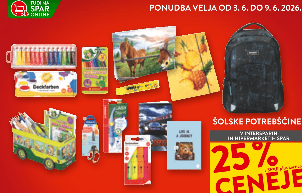 Šolske potrebščine - Akcija v trgovini Spar