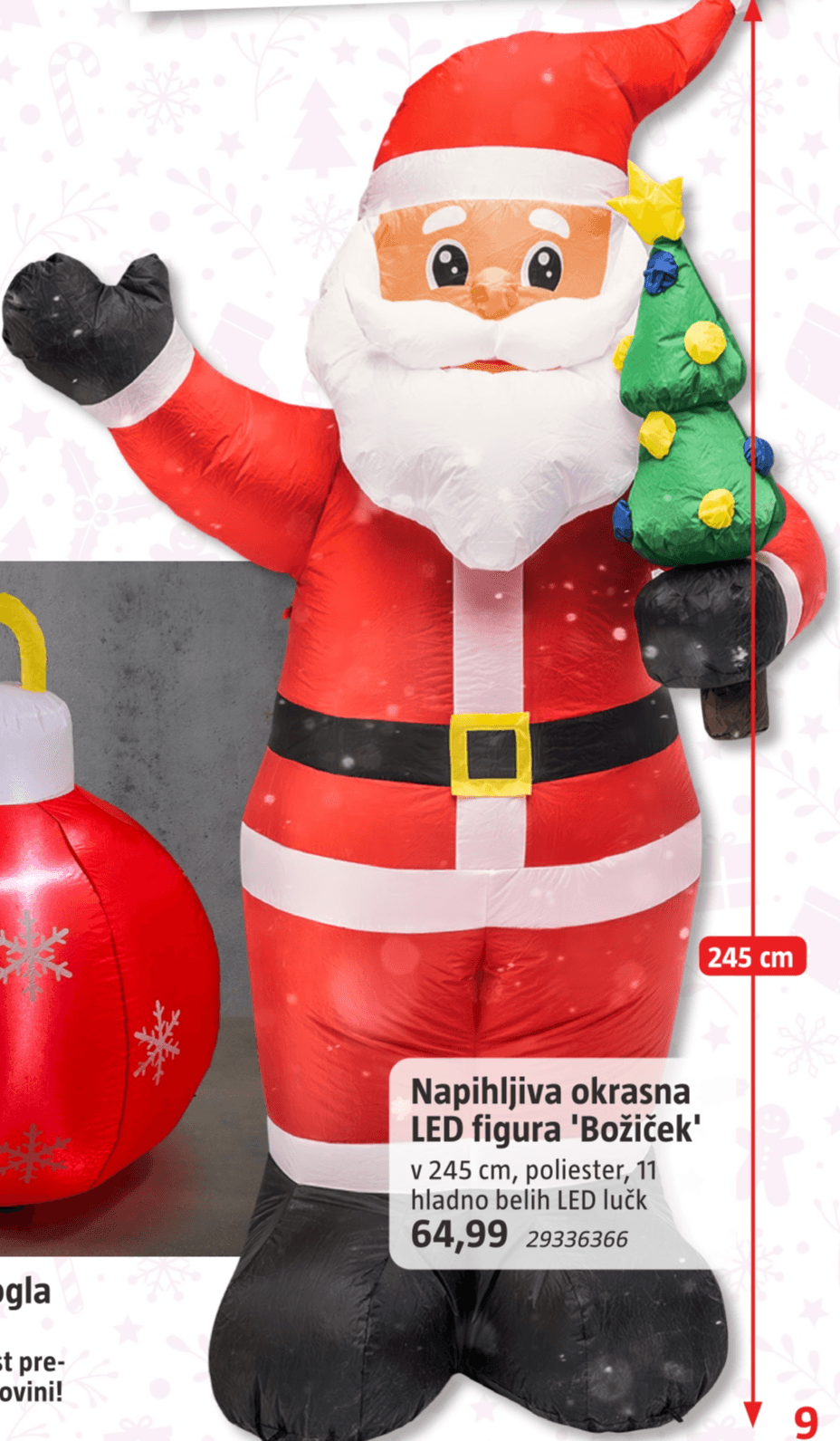 Napihljiva okrasna LED figura 'Božiček' - Akcija v trgovini Bauhaus