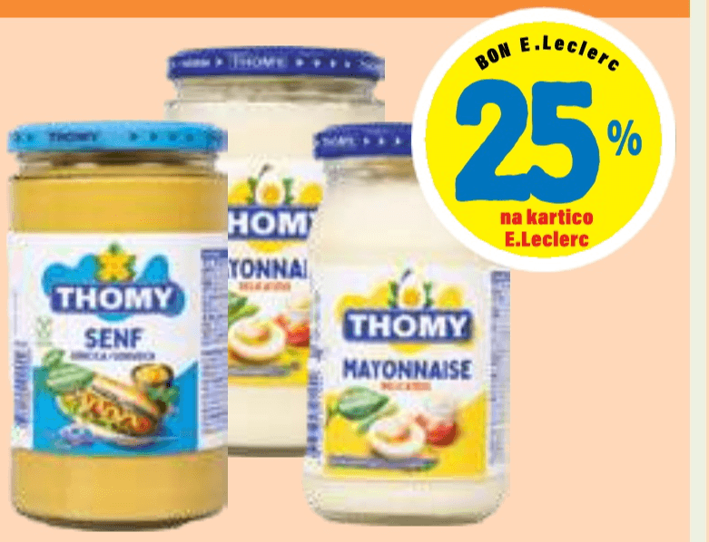 Vse majoneze in gorčice v kozarcu Thomy - Akcija v trgovini E.Leclerc