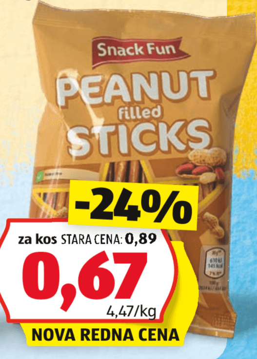 Slane palčke z arašidi 150 g SNACK FUN - Akcija v trgovini Hofer