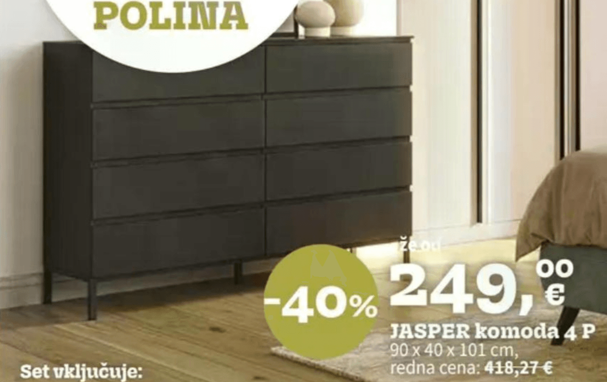JASPER komoda 4 P - Akcija v trgovini Prima