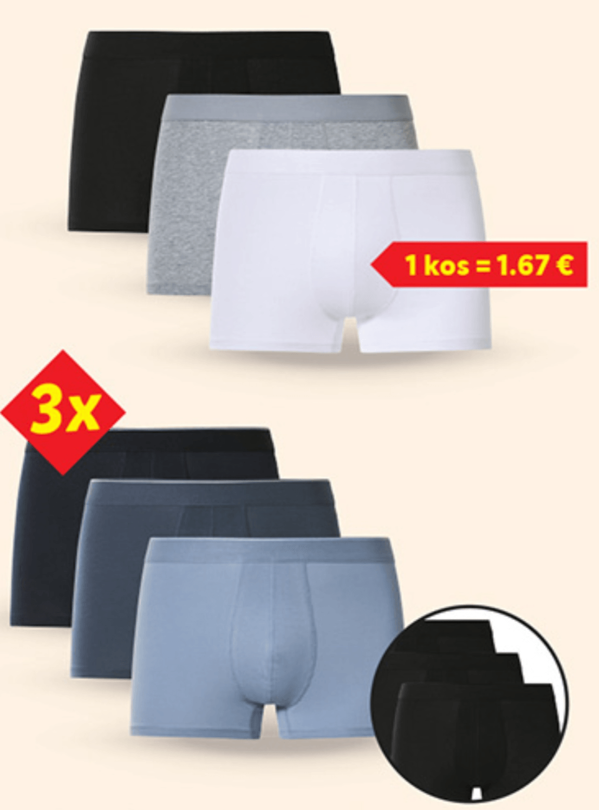 ESMARA MEN Moške spodnjice 3 kosi - Akcija v trgovini Lidl