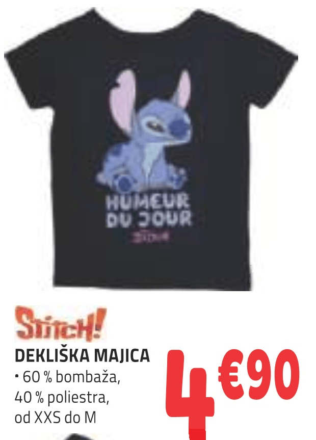 Dekliška majica Stitch! - Akcija v trgovini E.Leclerc