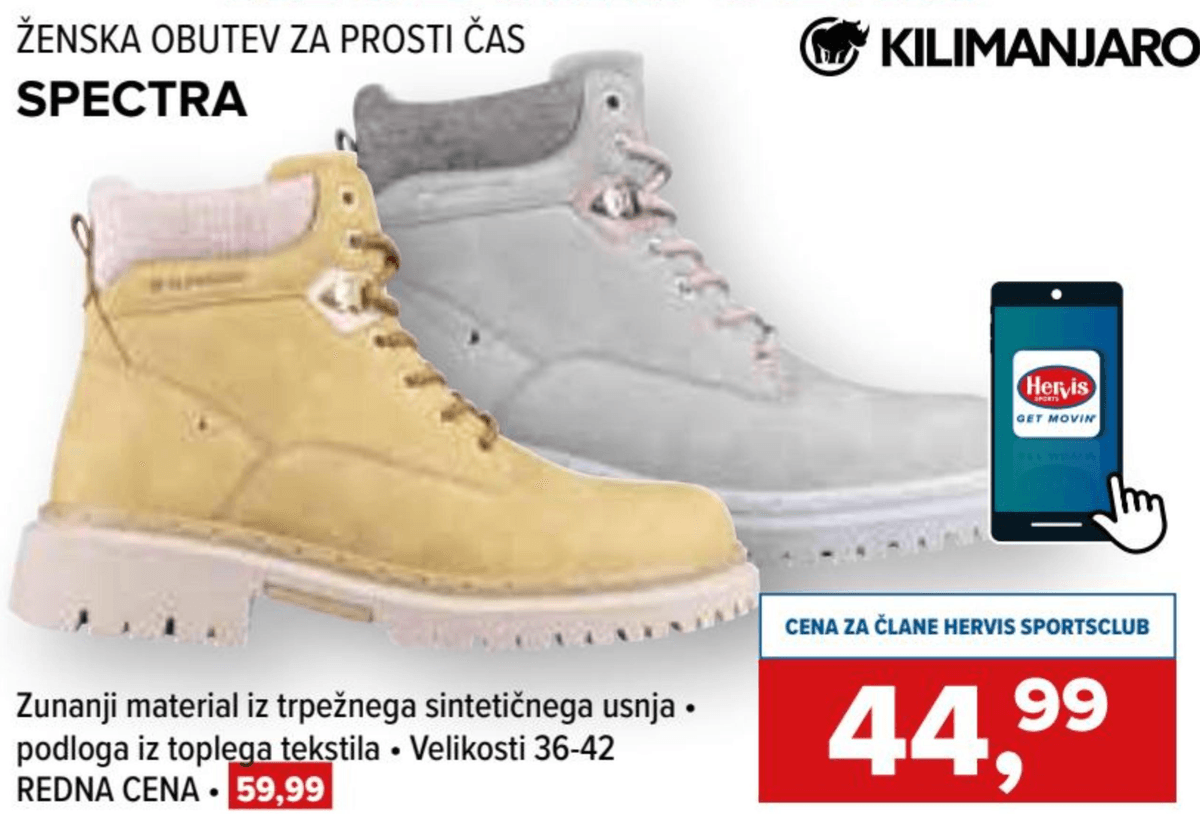 Ženska obutev za prosti čas Spectra KILIMANJARO - Akcija v trgovini Hervis