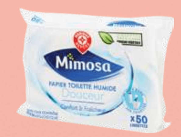Mimosa Vlažen toaletni papir Douceur 50/1 - Akcija v trgovini E.Leclerc