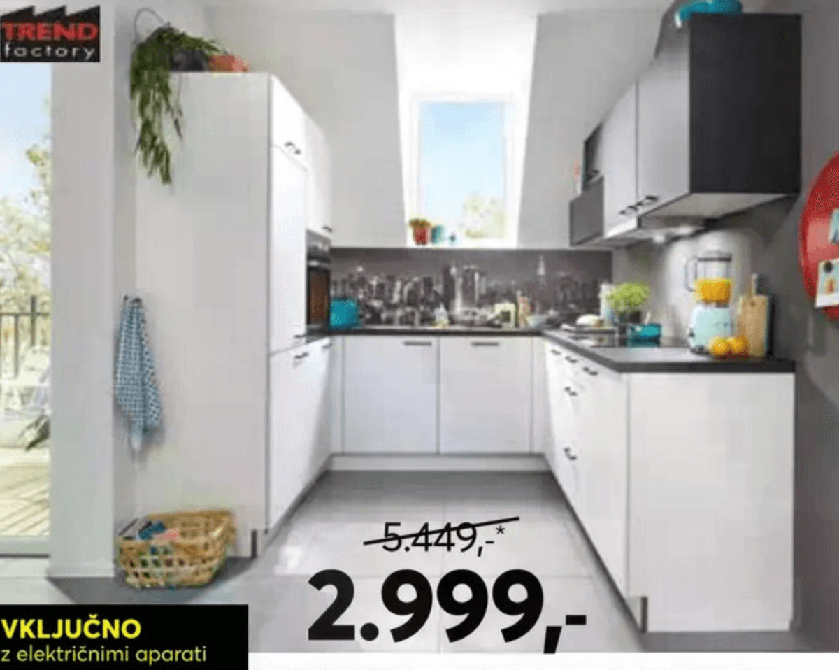 Kuhinja bela/antracit 185x250x245 cm TREND factory - Akcija v trgovini Dipo