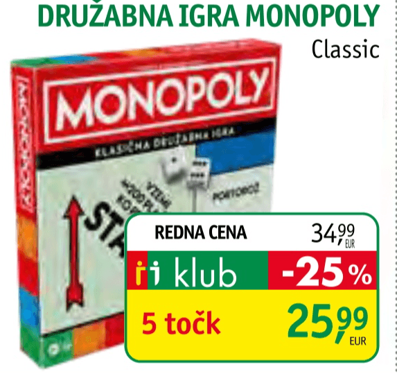 Družabna igra Monopoly Classic - Akcija v trgovini Jager