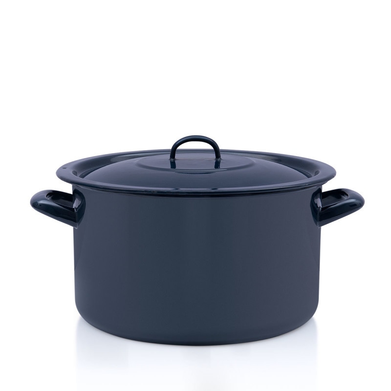 Kozica nizka s pokrovko emajlirana Visoka 30 cm - 10 L - Akcija v trgovini Jager