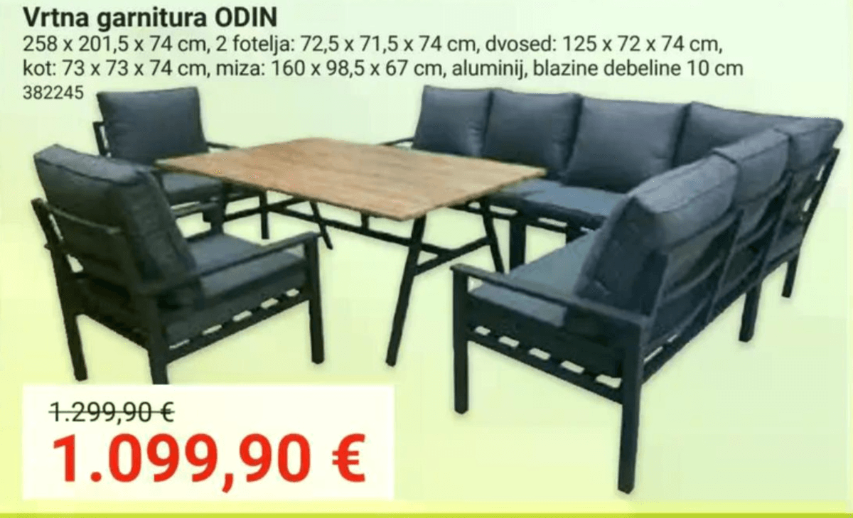 Vrtna garnitura ODIN - Akcija v trgovini Pevex