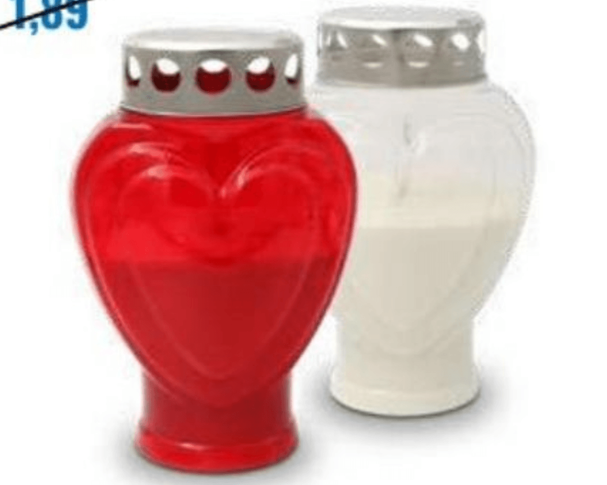 Nagrobna sveča srce 75-urna - Akcija v trgovini Eurospin