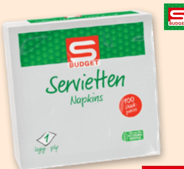 Serviete 100/1 S-BUDGET - Akcija v trgovini Spar