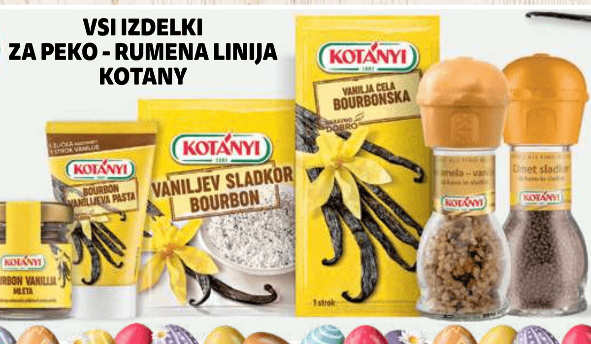 Vsi izdelki za peko - rumena linija Kotanyi - Akcija v trgovini E.Leclerc