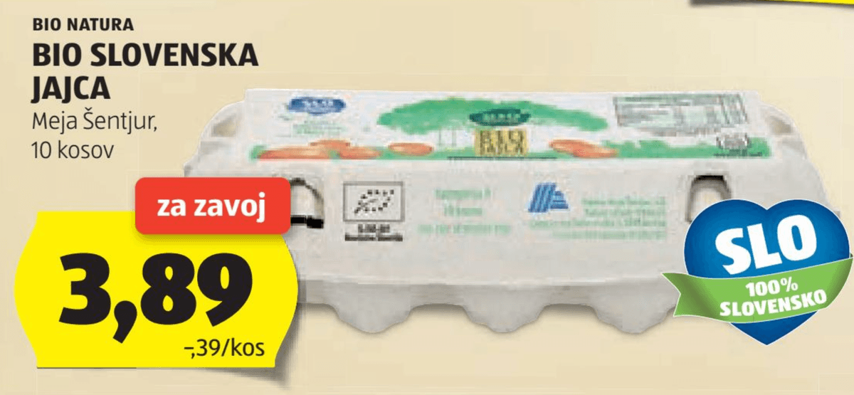Bio Natura Bio Slovenska jajca 10 kosov - Akcija v trgovini Hofer