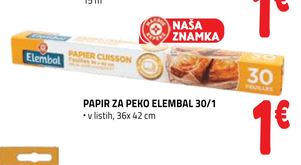 Papir za peko Elembal 30/1 30 listov - Akcija v trgovini E.Leclerc