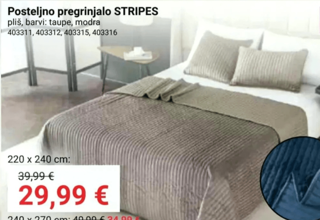 Posteljno pregrinjalo STRIPES 240 x 270 cm - Akcija v trgovini Pevex