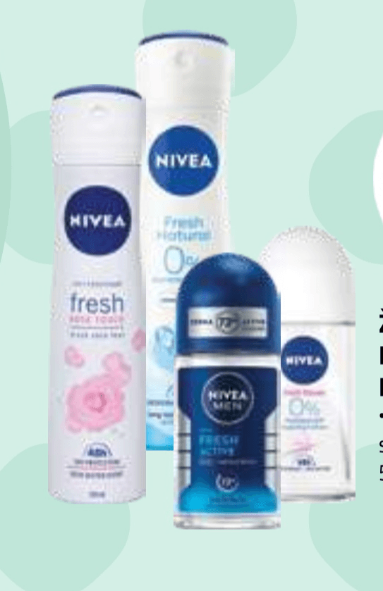 Ženski ali moški deodorant Nivea sprej 150 ml, roll on 50 ml ali stik 50 ml - Akcija v trgovini E.Leclerc