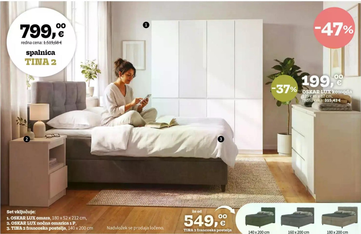 Spalnica TINA 2 - Akcija v trgovini Prima