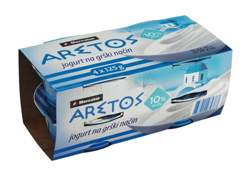 Jogurt na grški način Aretos Mercator 4 x 125 g - Akcija v trgovini Mercator