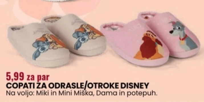 Copati za odrasle/otroke Disney - Akcija v trgovini Eurospin