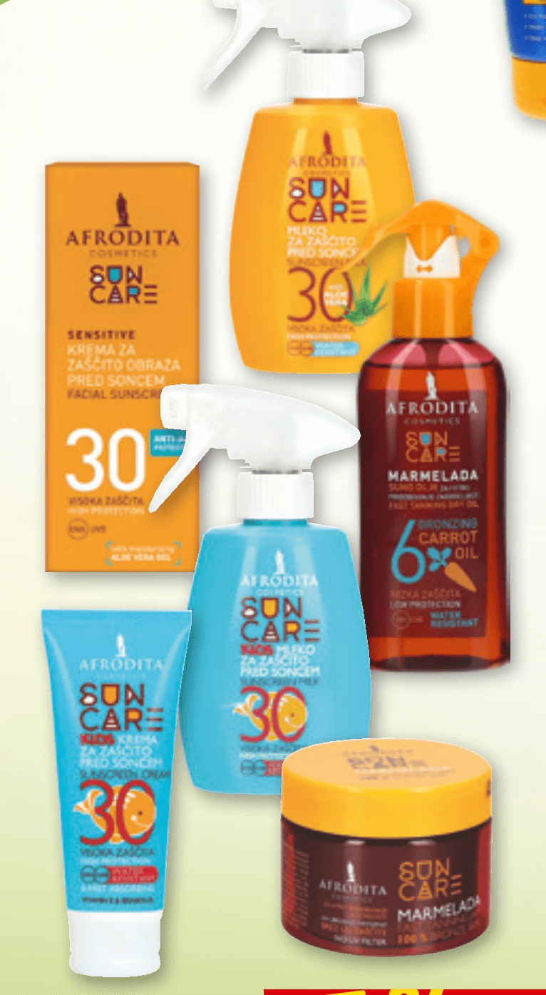 AFRODITA SUN CARE izdelki za nego sončenja - Akcija v trgovini Spar