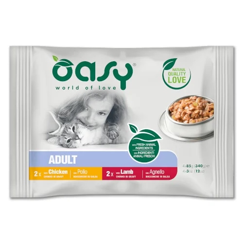Oasy Chunks in Gravy Adult mokra hrana 4x85G - Akcija v trgovini Mr. Pet