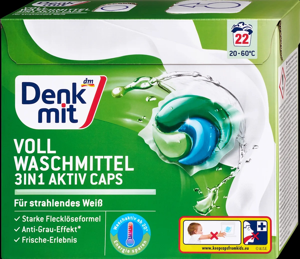 Denkmit Aktiv Caps detergent za pranje belega perila 22 pranj - Akcija v trgovini Dm