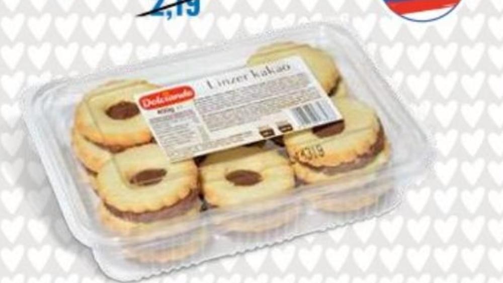 Linške oči linški keksi s kakavovim polnilom 400 g Akcija v trgovini Eurospin