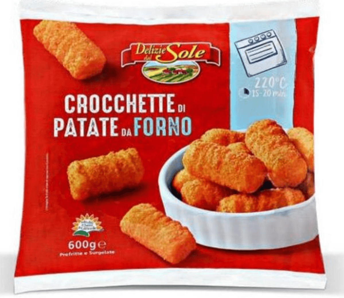 Krompirjevi kroketi za peko v pečici Delizie Sole 600 g - Akcija v trgovini Eurospin