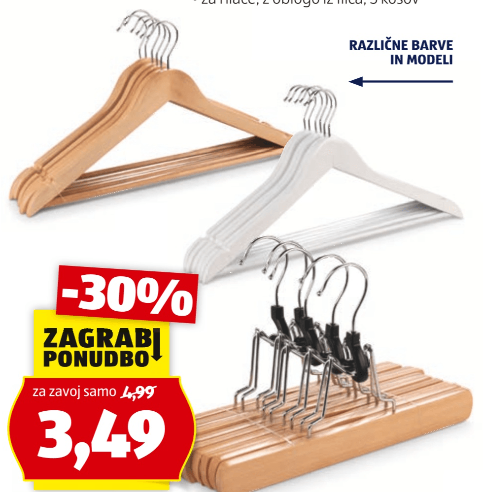 HOME CREATION Leseni obešalniki 6 kosov ali 5 kosov - Akcija v trgovini Hofer