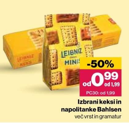 Izbrani keksi in napolitanke Bahlsen - Akcija v trgovini Mercator