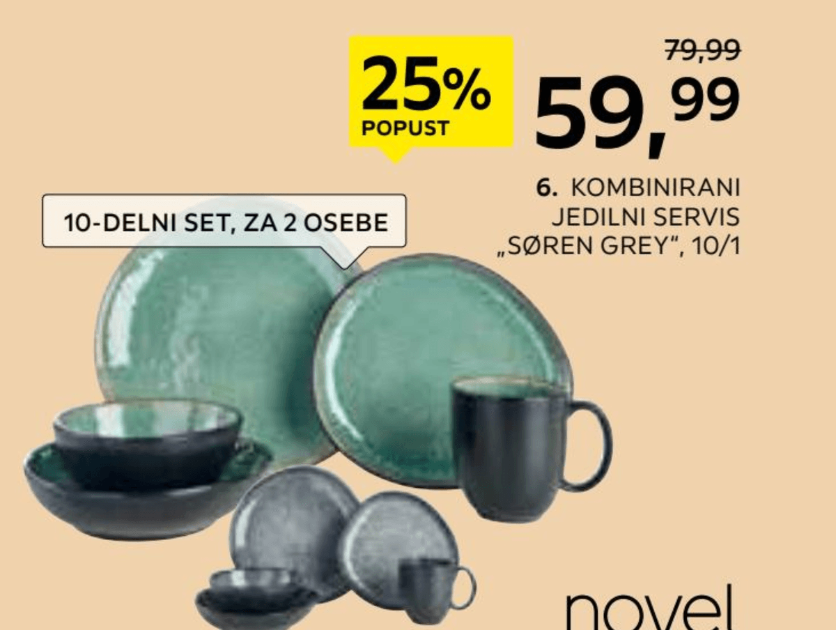 novel Kombinirani jedilni servis „SØREN GREY“ 10/1 - Akcija v trgovini Lesnina