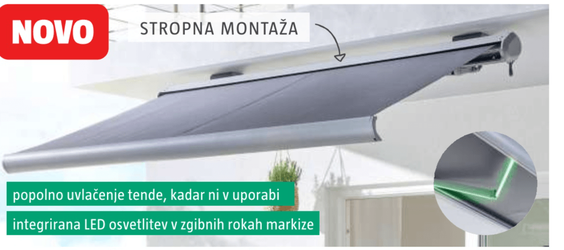 Kasetna markiza z LED osvetlitvijo š 250 x d 150 cm - Akcija v trgovini Bauhaus